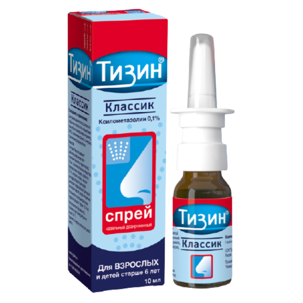 Тизин MEDICINES Tyzine nasal spray for adults 0,1% 10ml