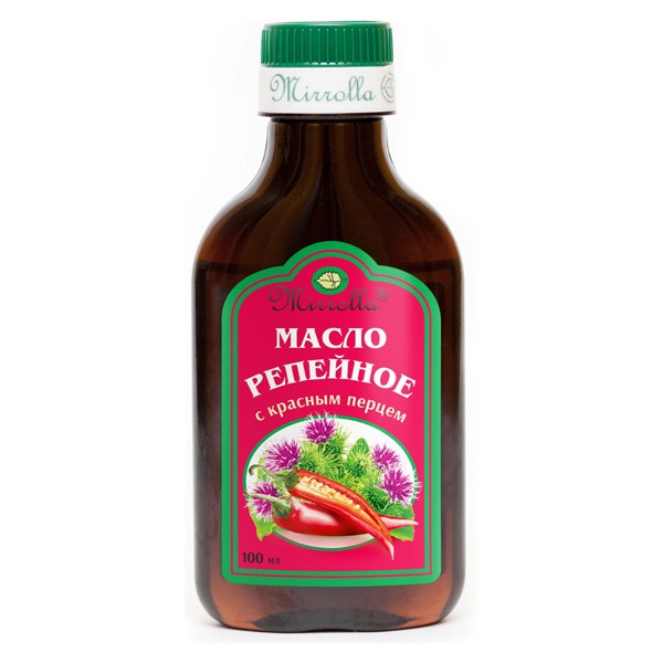 Репейное MEDICINES Burdock oil with red pepper 100ml Mirrolla