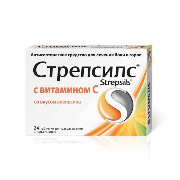 Стрепсилс MEDICINES Strepsils tablets with Vitamin C orange x 24