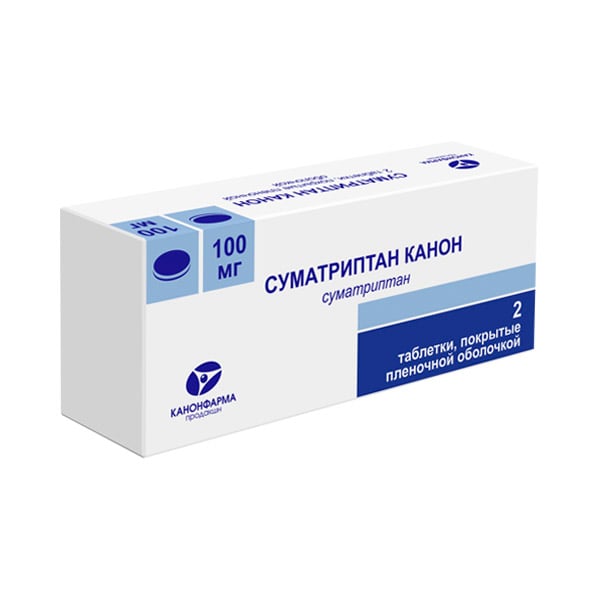 Суматриптан MEDICINES Sumatriptan Canon tablets 100mg x 2