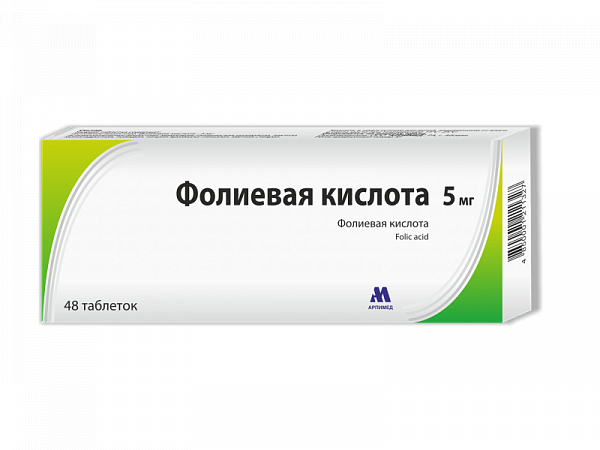 Фолиевая MEDICINES Folic acid tablets 5mg x 48