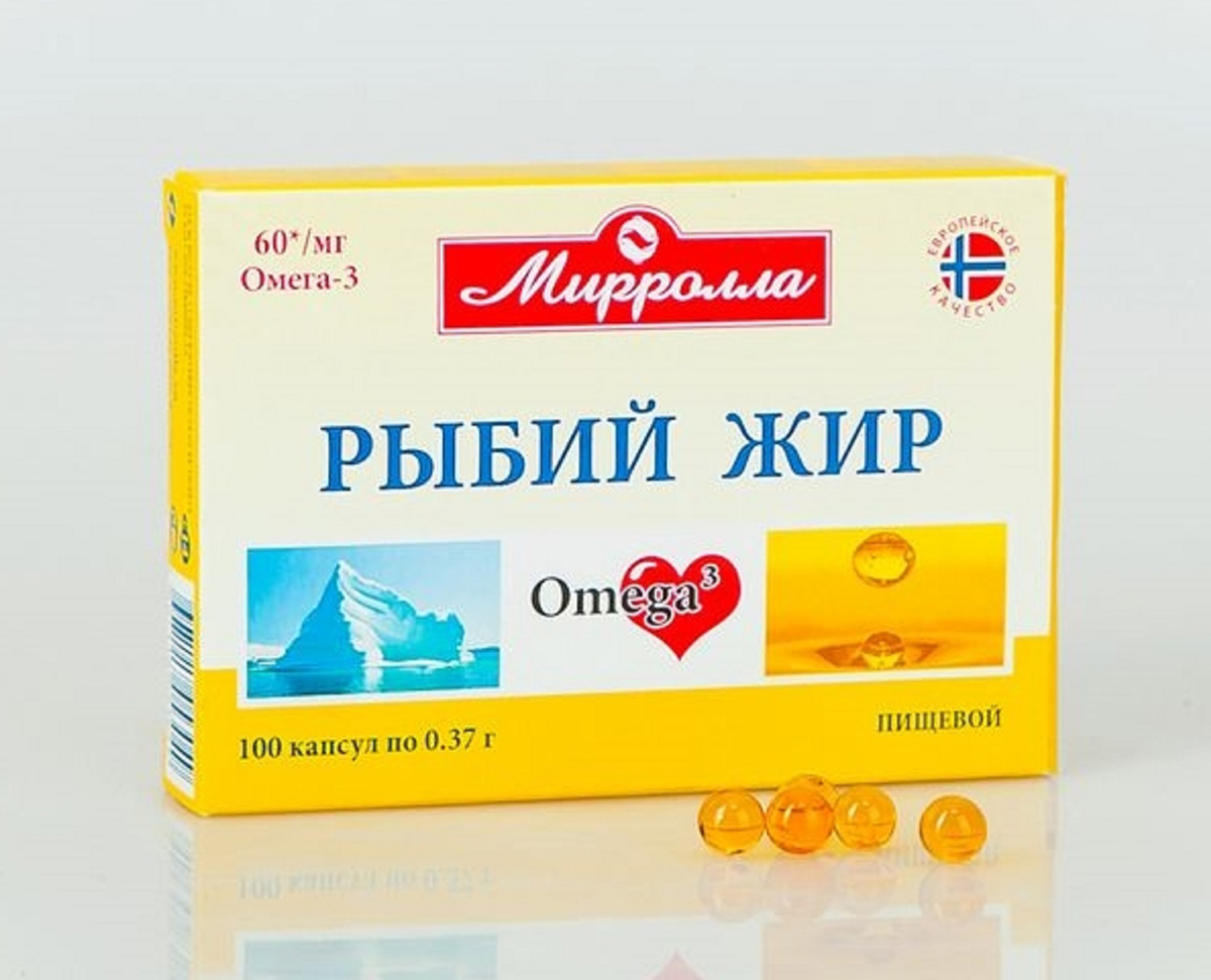 Рыбий MEDICINES Fish oil capsules 0,37g x 100 Mirrolla