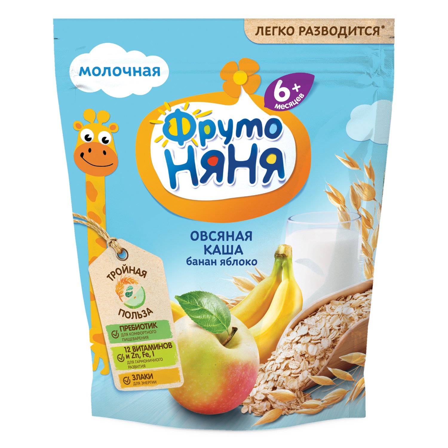 Фруто FOR KIDS Fruto Nyanya milk oat porridge with banana and apple 200g