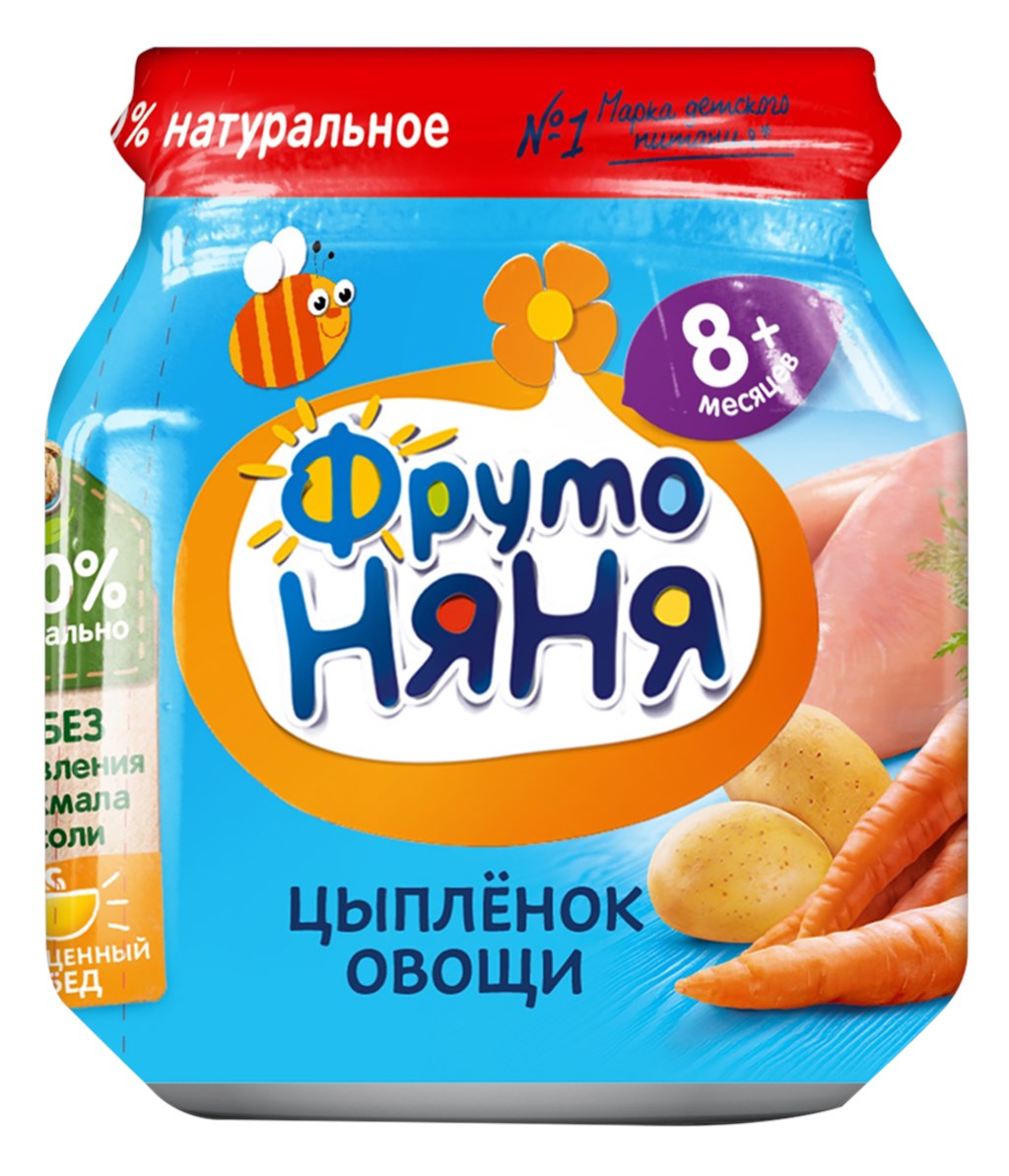 Фруто ПРОДУКТЫ ДЛЯ ДЕТЕЙ Фруто Няня пюре из цыпленка овощи 100г