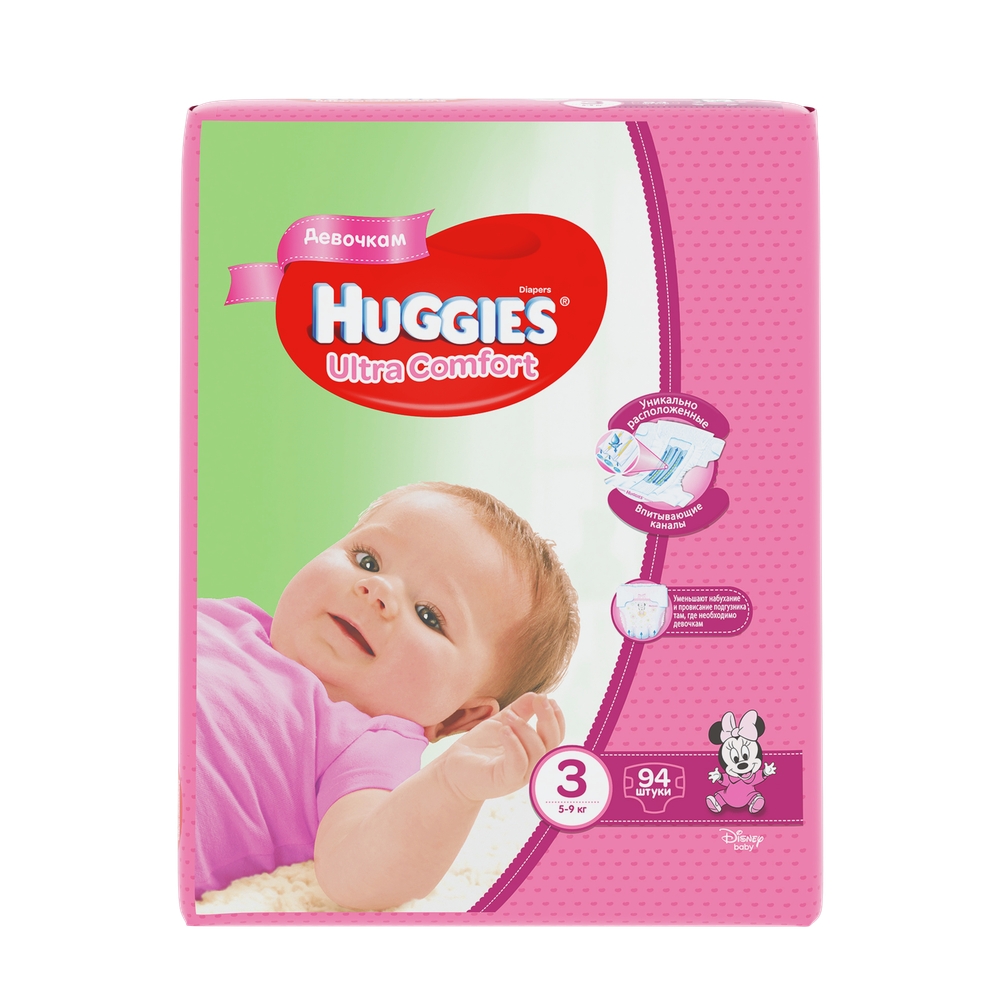 Хаггис FOR KIDS Huggies Ultra Comfort diapers for girls #3 5-9kg 94pcs