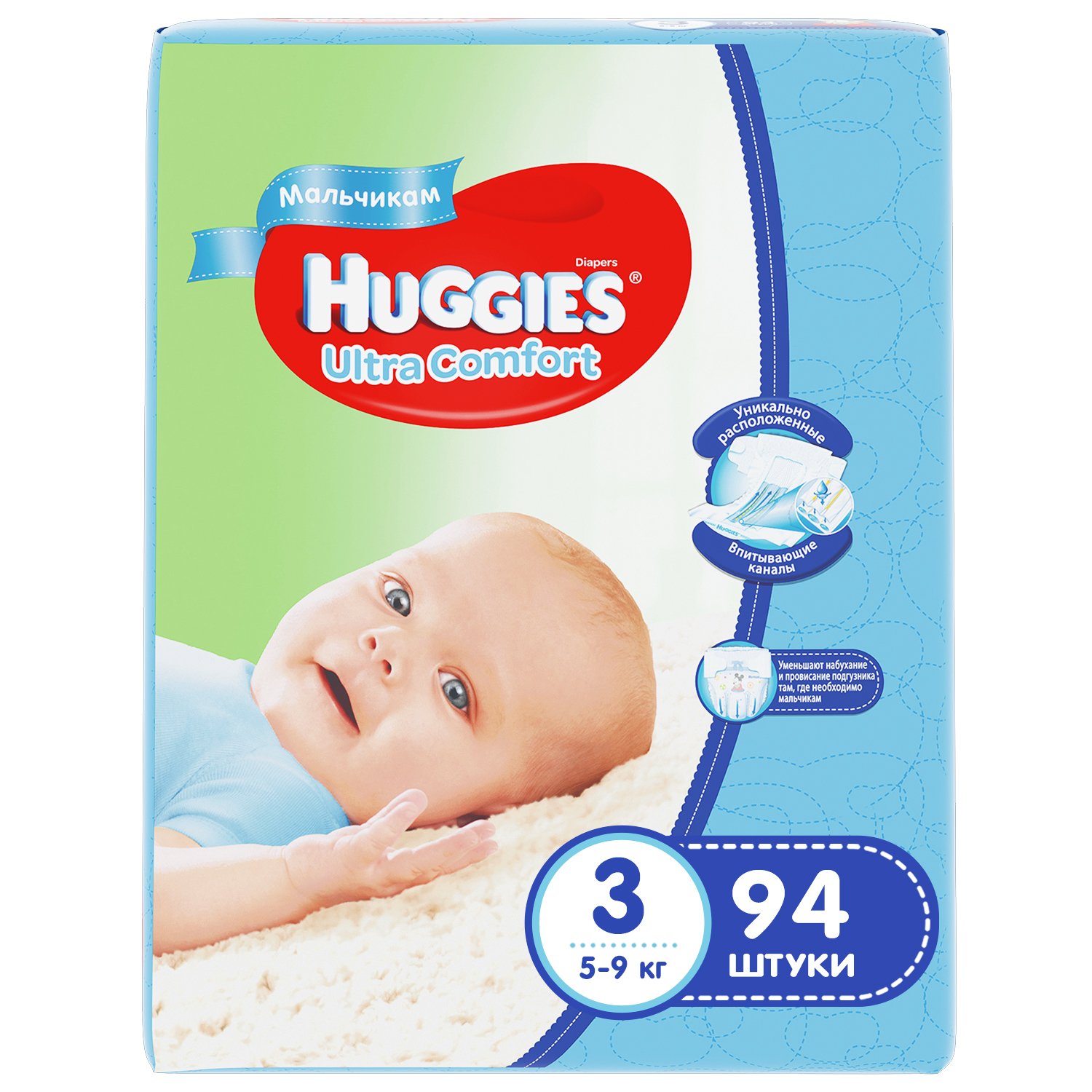 Хаггис FOR KIDS Huggies Ultra Comfort diapers for boys #3 5-9kg 94pcs