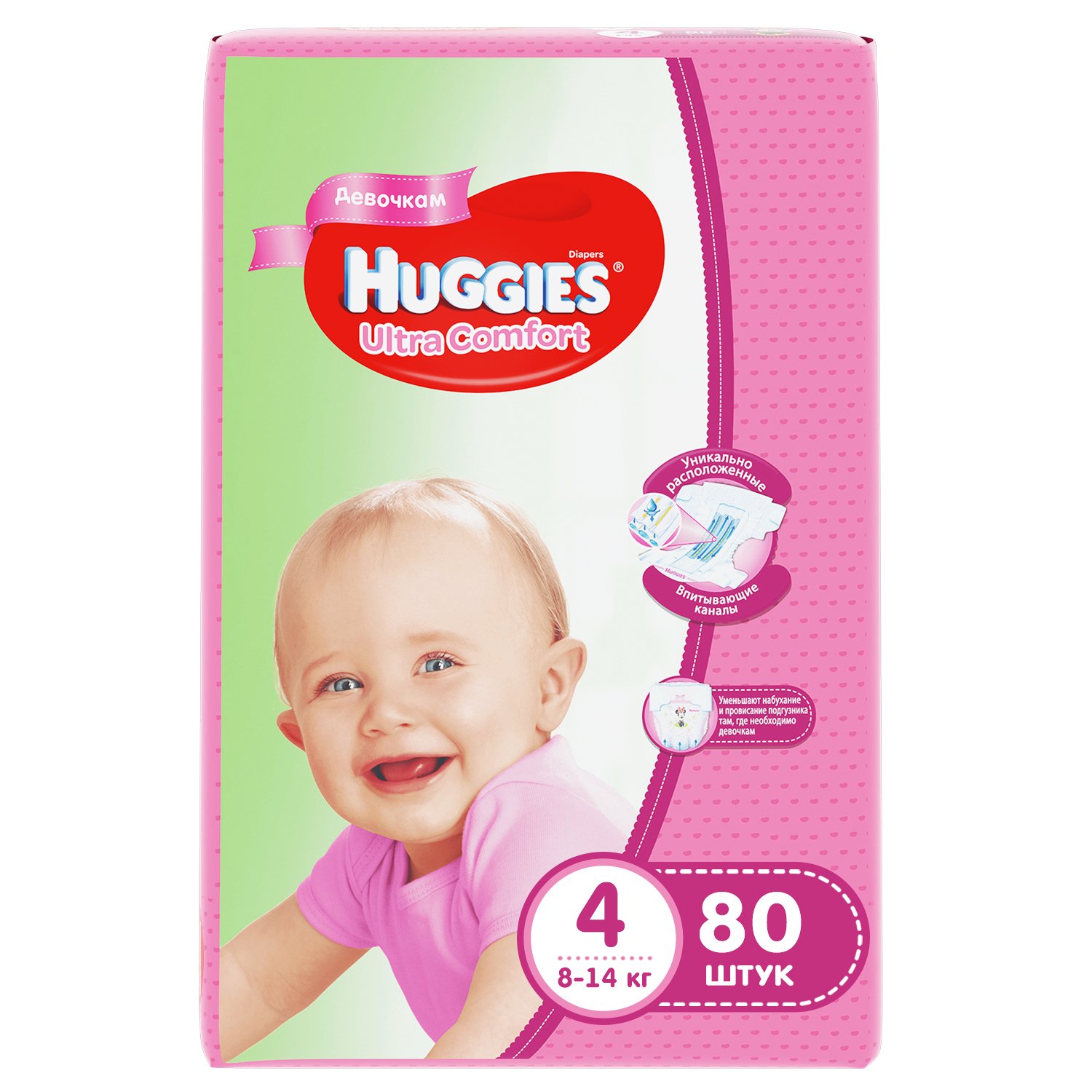 Хаггис FOR KIDS Huggies Ultra Comfort diapers for girls #4 8-14kg 80pcs