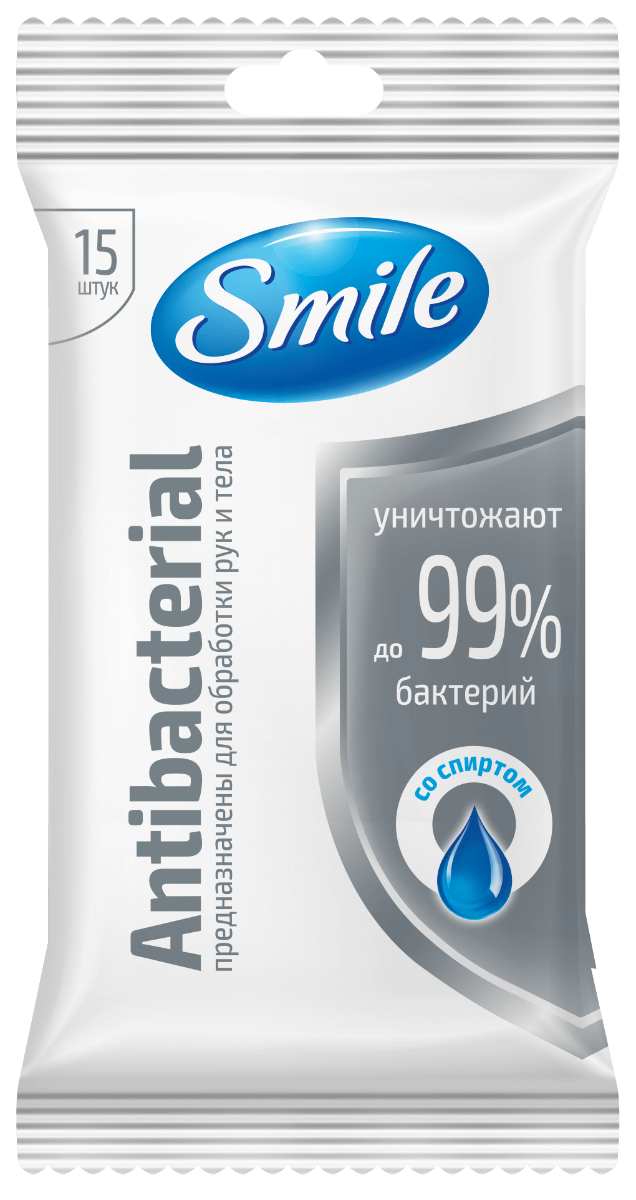 Смайл FOR KIDS Smile antibacterial wet wipes. x15 4082