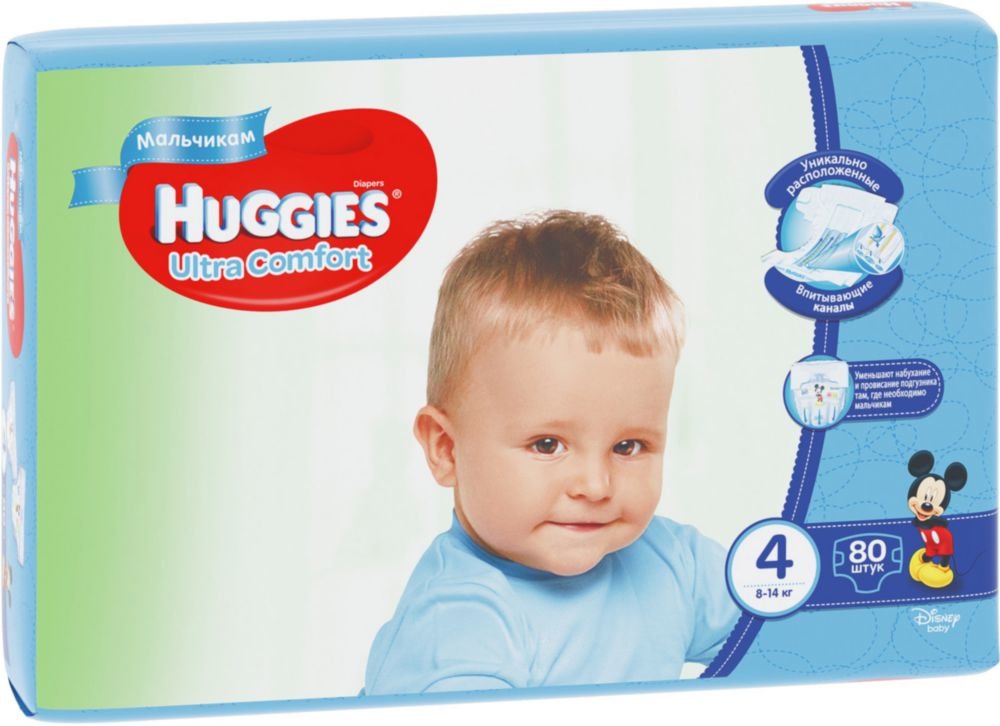 Хаггис FOR KIDS Huggies Ultra Comfort diapers for boys #4 8-14kg 80pcs