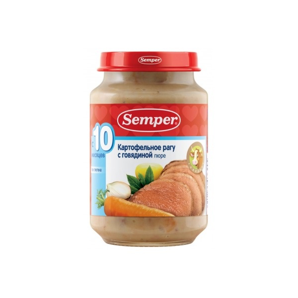 Сэмпер FOR KIDS Semper mashed potato ragout with beef 10+ months 190g