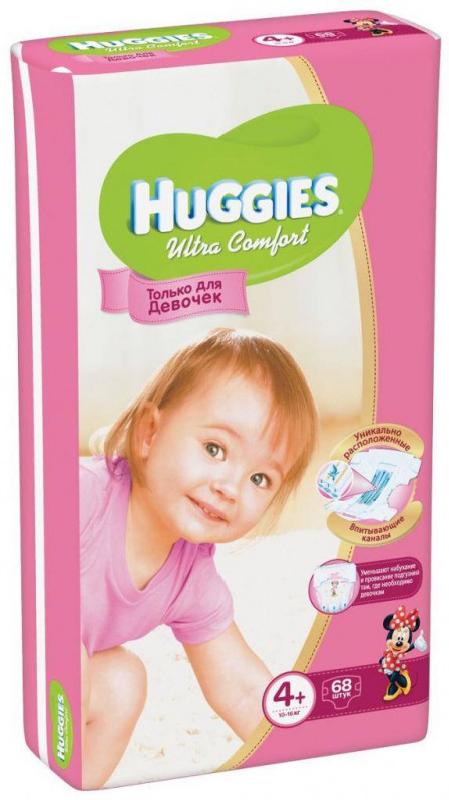 Хаггис FOR KIDS Huggies Ultra Comfort diapers for girls #4+ 10-16kg 68pcs