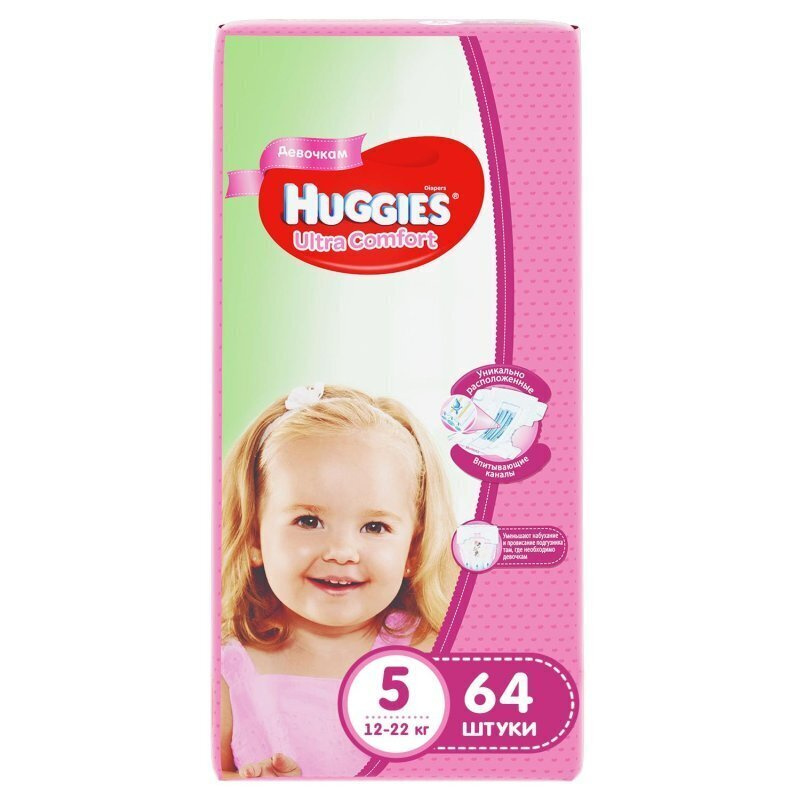 Хаггис FOR KIDS Huggies Ultra Comfort diapers for girls #5 12-22kg 64pcs