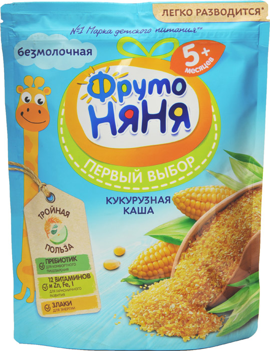 Фруто ПРОДУКТЫ ДЛЯ ДЕТЕЙ Фруто Няня каша безмолочная кукурузная 5+мес. 180гр