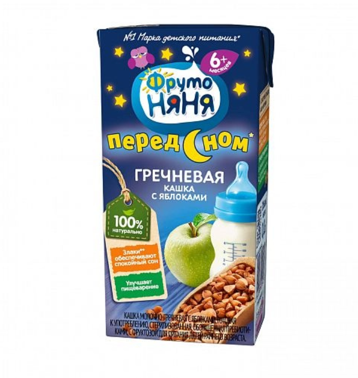 Фруто FOR KIDS Frutonyanya porridge before bedtime mol-buckwheat with apple 0/2l