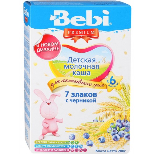 Беби FOR KIDS Baby Premium milk 7-grain porridge with blueberry 6+ months 200g