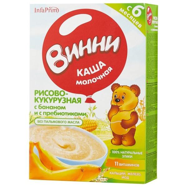 Винни ПРОДУКТЫ ДЛЯ ДЕТЕЙ Винни каша молоч. рис.-кукуруз с бананом 6м, 200г