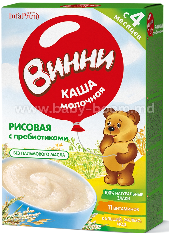 Винни ПРОДУКТЫ ДЛЯ ДЕТЕЙ Винни каша молочная рисовая с 4м,200 г