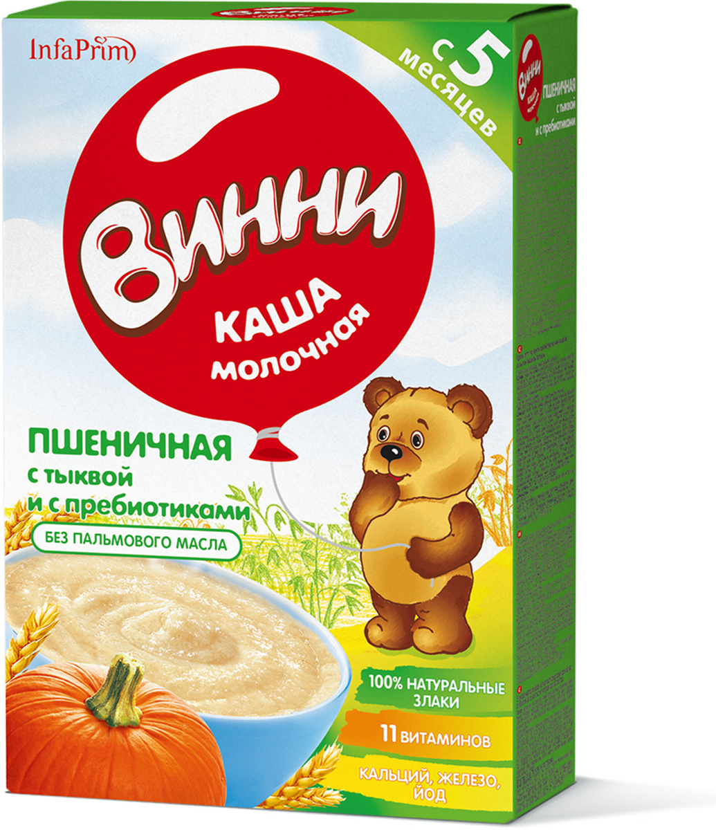 Винни ПРОДУКТЫ ДЛЯ ДЕТЕЙ Винни каша молочная пшеничная с тыквой с 5м,200 г