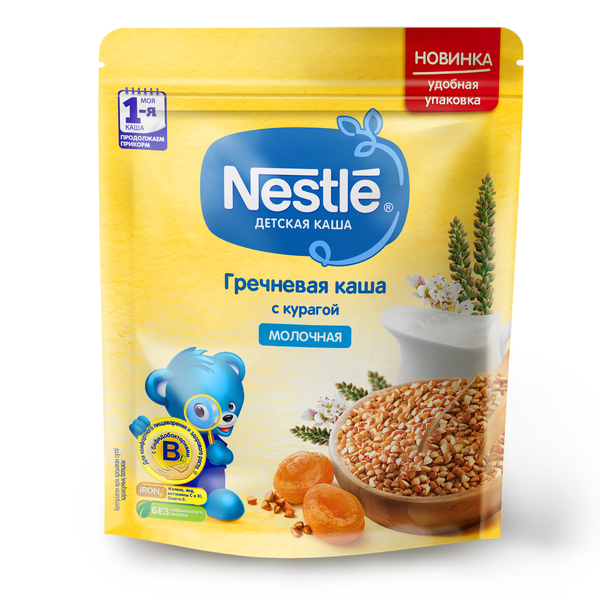 Нестле FOR KIDS Nestlй milk buckwheat porridge with dried apricots 6+ months 220g