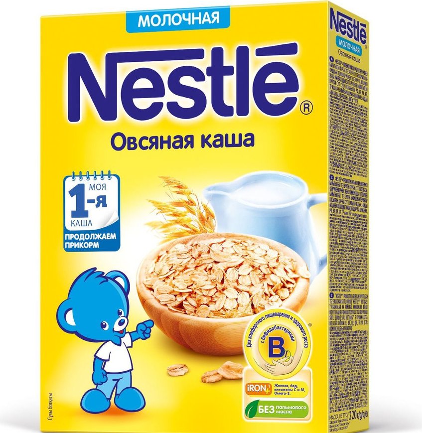 Нестле ПРОДУКТЫ ДЛЯ ДЕТЕЙ Нестле каша мол. овсяная 220г 1236