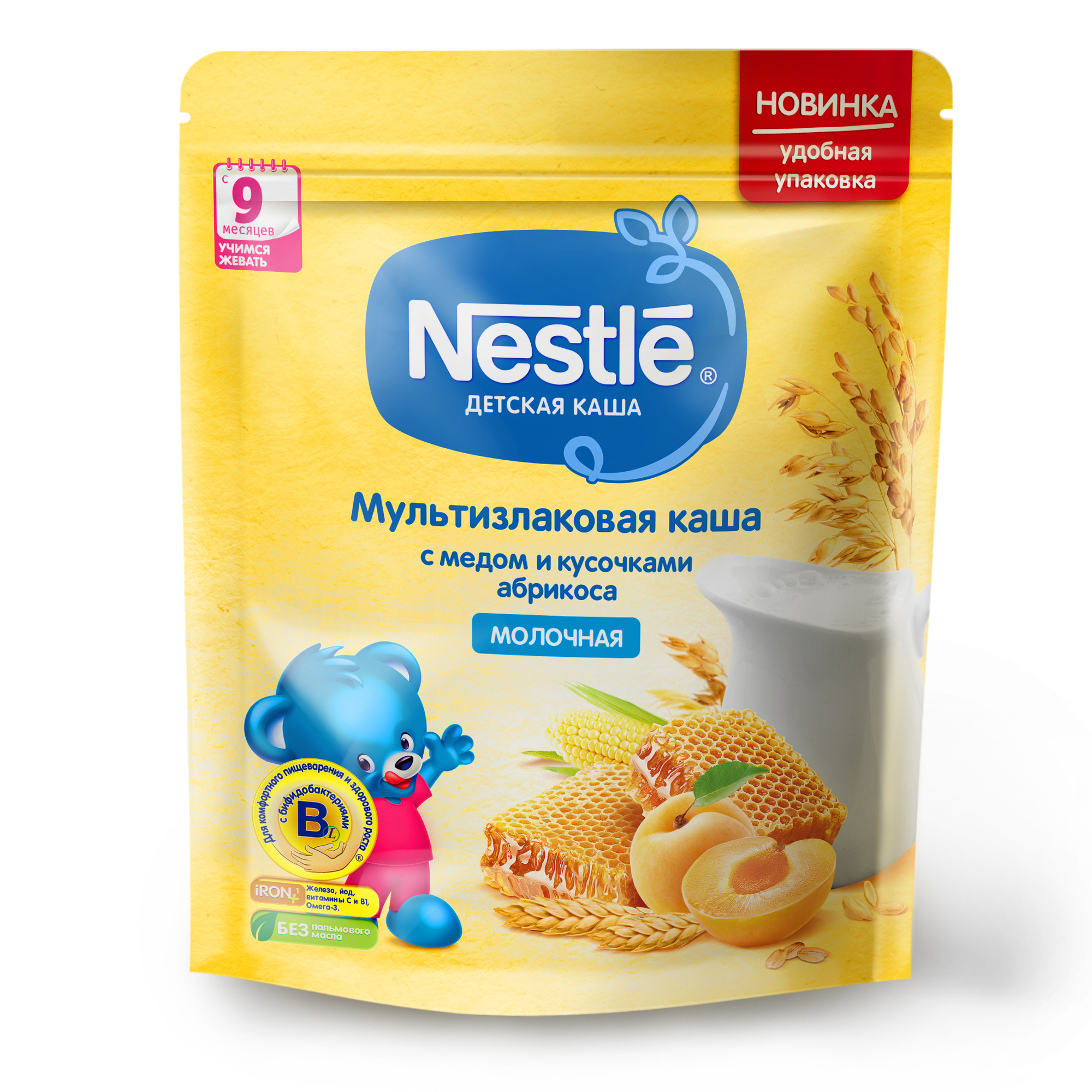 Нестле FOR KIDS Nestlй milk multi-grain porridge with honey and apricot with added dry milk 220g