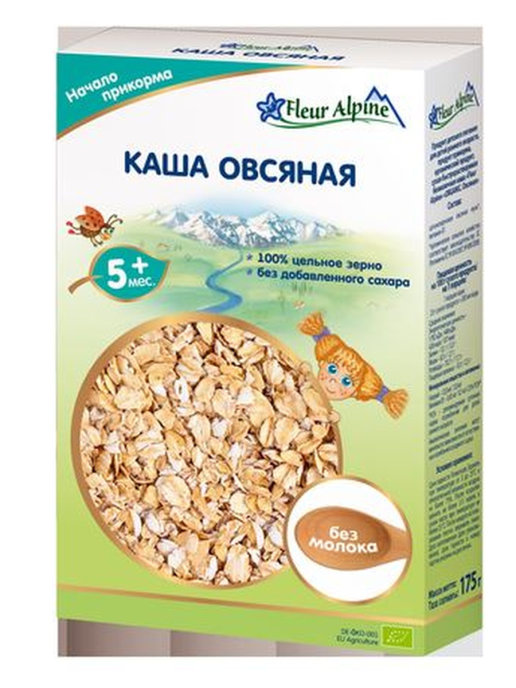 Флер FOR KIDS Fleur Alpine dairy-free oatmeal porridge from 5 months 175g 00012