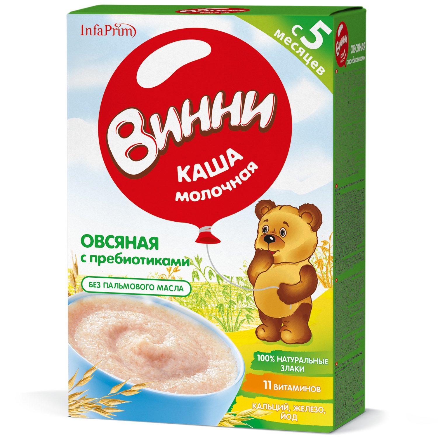 Винни ПРОДУКТЫ ДЛЯ ДЕТЕЙ Винни каша молочная овсяная с пребиот. с 5м,200 г