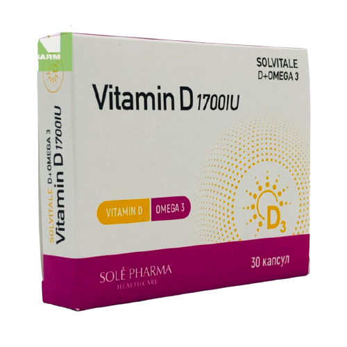 Витамин MEDICINES Vitamin D3 1700 IU + Omega 3 (Solvital) capsules x 30 Sole-Pharma