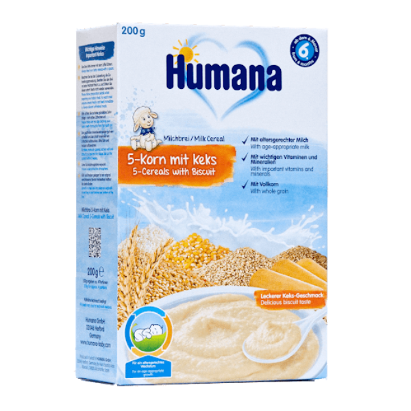 Хумана FOR KIDS Humana milk porridge 5 cereals with biscuit from 6 months. 200g
