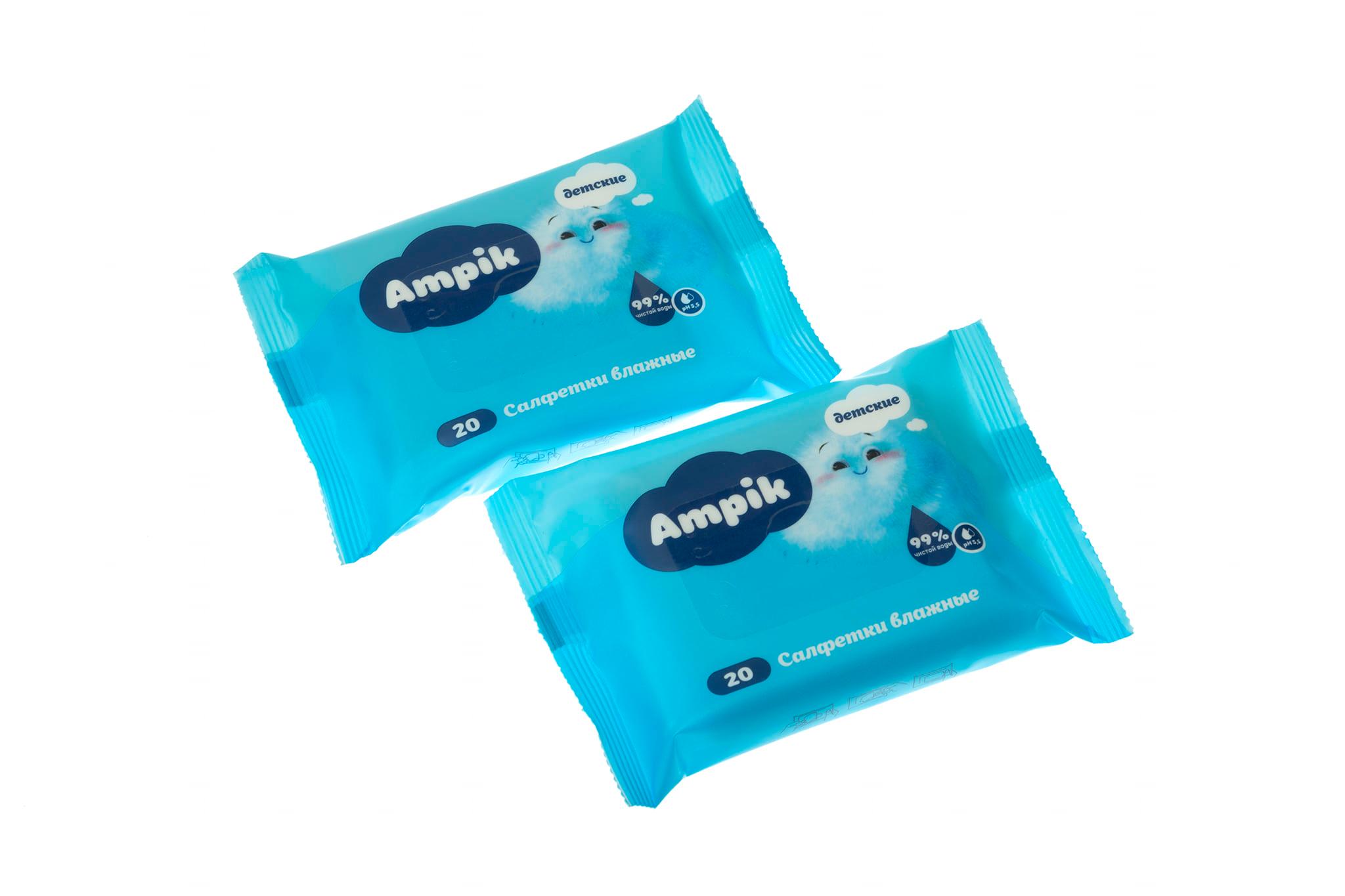 Ампик CARE PRODUCTS Ampik baby wet wipes 99% pure water x20