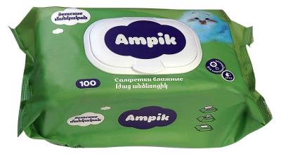 Ампик FOR KIDS Ampik wet wipes for newborns. (green) x 100