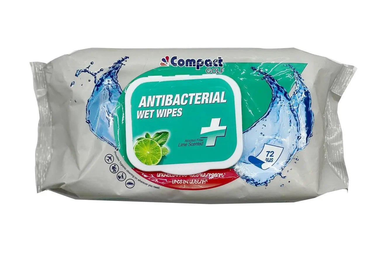 Компакт СРЕДСТВА ПО УХОДУ Компакт влажные салфетки antibacterial 72шт