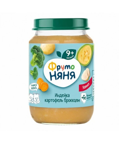 Фруто ПРОДУКТЫ ДЛЯ ДЕТЕЙ Фруто Няня пюре индейка картофель брокколи 9м+ 190г