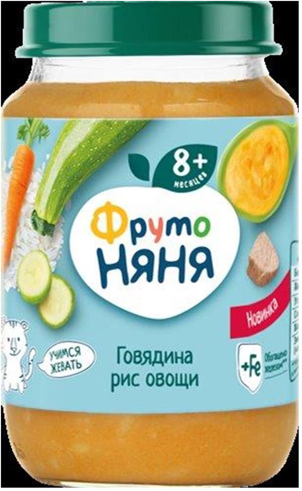 Фруто ПРОДУКТЫ ДЛЯ ДЕТЕЙ Фруто Няня пюре говядина рис овощи 8м+ 190г