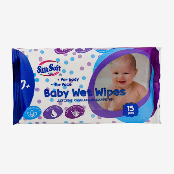 СилкСофт СРЕДСТВА ПО УХОДУ СилкСофт влажные салфетки baby 0м+ 15шт