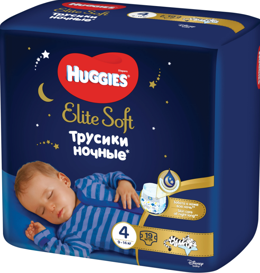 Хаггис FOR KIDS Huggies night panties #4 (9-14 kg) elite soft N19