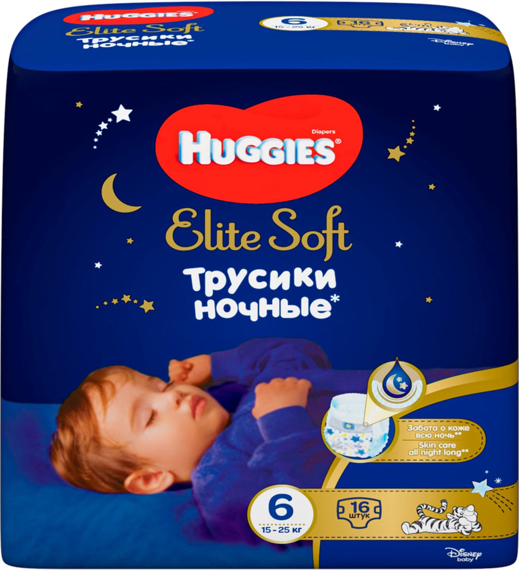 Хаггис FOR KIDS Huggies Elite Soft night diaper panties #6 15-25kg 16pcs