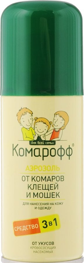 Комарофф MEDICAL SUPPLIES Комарофф аэрозоль 3 в 1 от комаров, мошек и клещей 100мл (136)