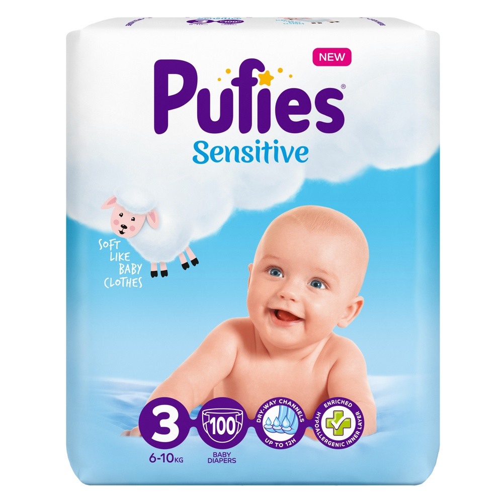 Пуфис FOR KIDS Puff midi diapers #3 Sensitive (6-10kg) N100