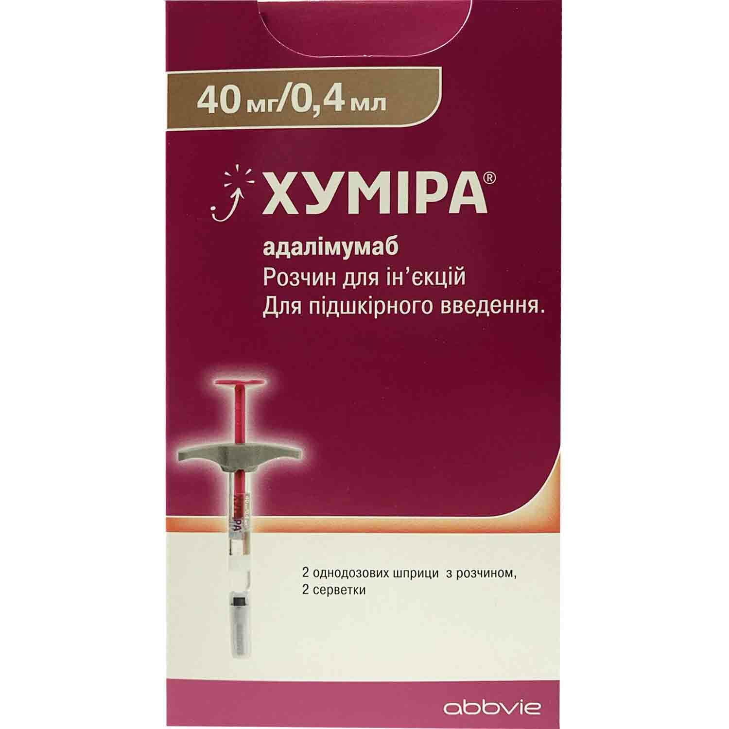 Хумира MEDICINES Humira 40 mg/0.4 ml pre-filled syringes x 2