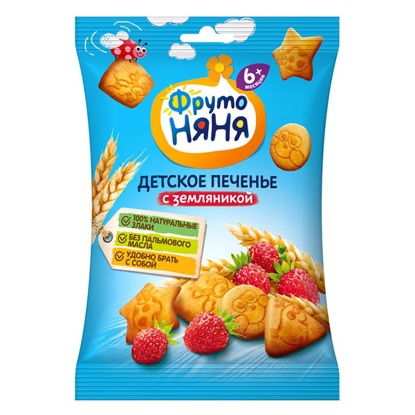 Фруто FOR KIDS Fruto Nyanya biscuits for children with strawberries 6m+ 50g