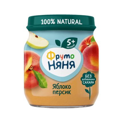 Фруто ПРОДУКТЫ ДЛЯ ДЕТЕЙ Фруто Няня пюре яблоко персик 5м+ 100г