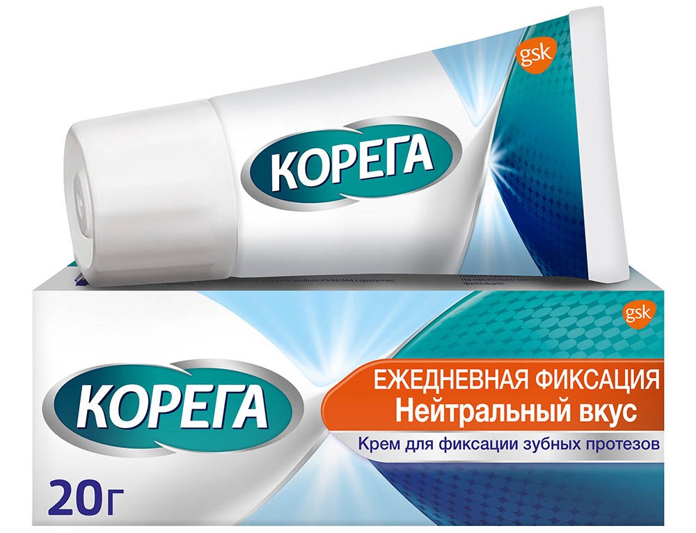 Корега МЕДИЦИНСКИЕ ПРИНАДЛЕЖНОСТИ Корега фиксирующий крем для протезов безвкусный 20г