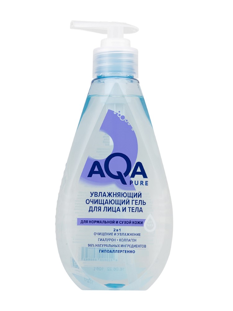 Ака CARE PRODUCTS AQA Pure. Moisturizing cleansing gel for face and body, for normal to dry skin, 250ml 8843