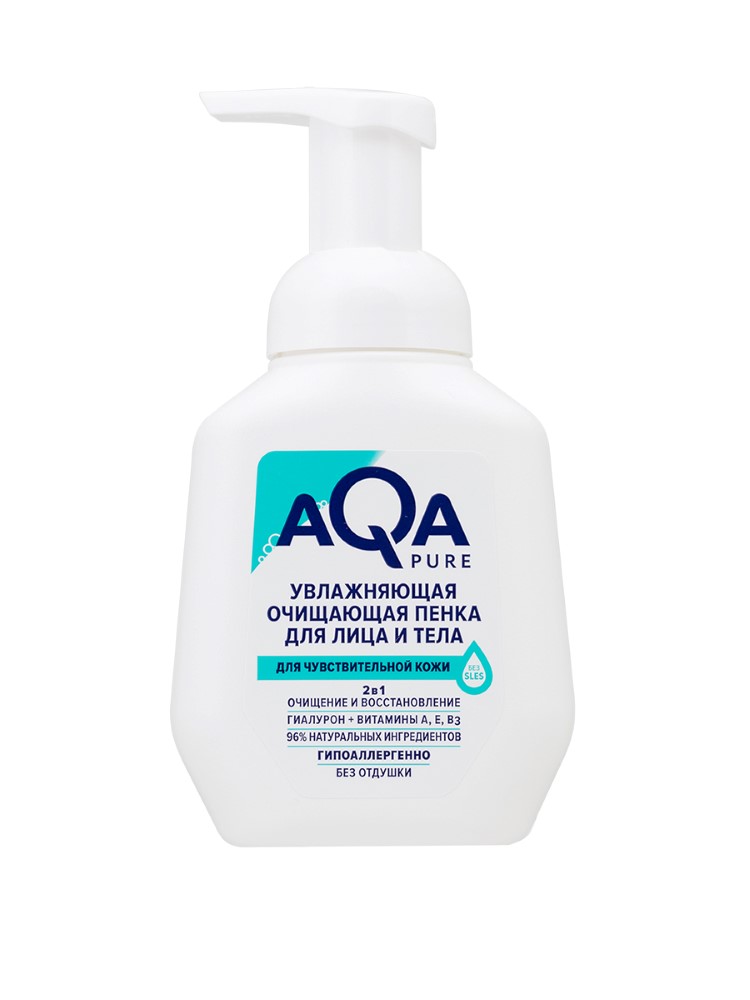 Ака CARE PRODUCTS AQA Pure. Moisturizing foam cleansing for face and body, for sensitive skin, 250ml 8935