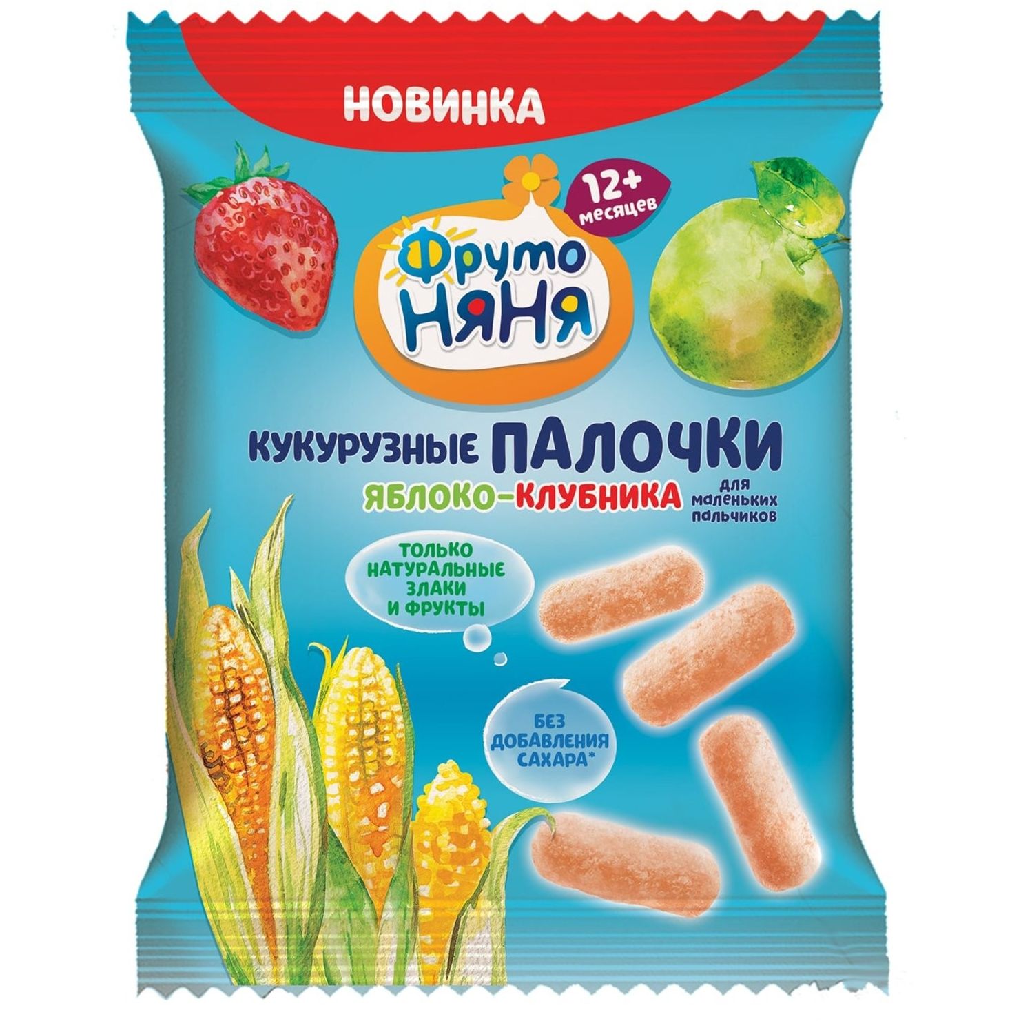 Фруто FOR KIDS Fruto Nyanya corn sticks apple strawberry 12m+ 20g