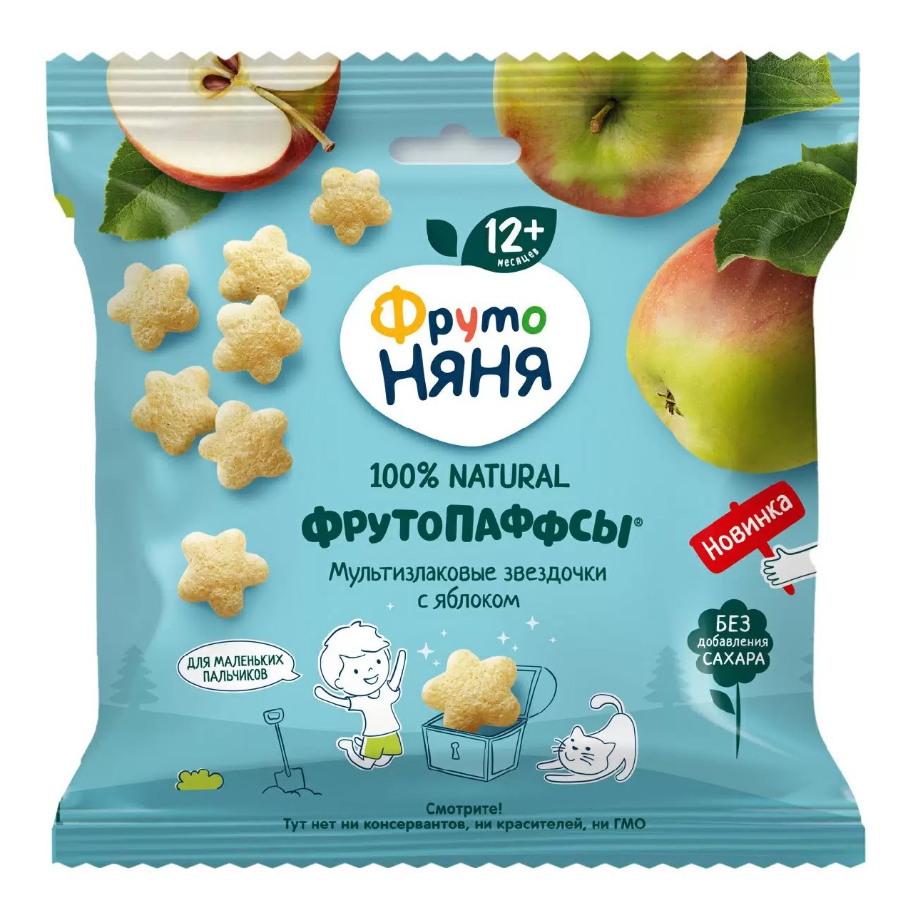 Фруто ПРОДУКТЫ ДЛЯ ДЕТЕЙ Фруто Няня фрутопаффсы мультизлаковые с яблоком 12м+ 21г