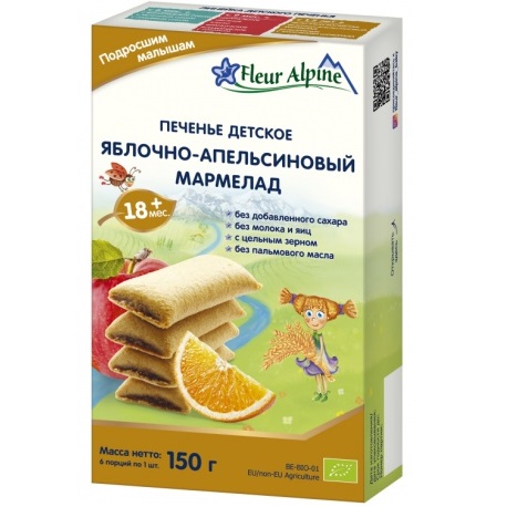 Флер FOR KIDS Флер Альпин печенье яблочно-апельсиновый мармелад 150г