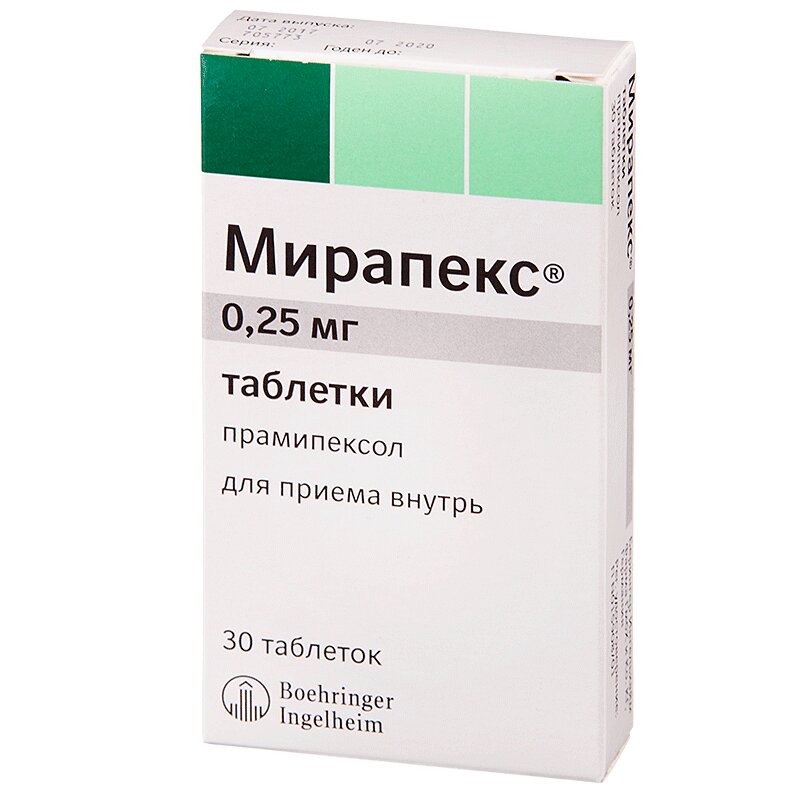 Мирапекс MEDICINES Mirapex tablets 0,25mg x 30