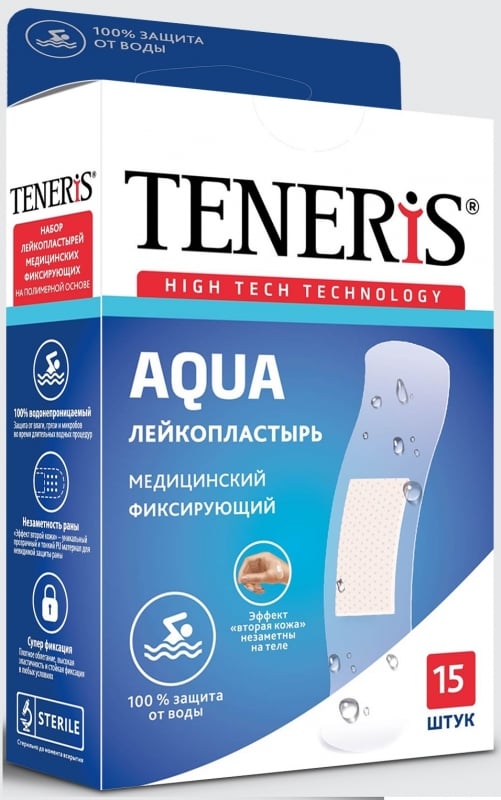 Лейкопластырь MEDICAL SUPPLIES Adhesive plaster bactericidal 76 x 19mm x 20 Teneris Aqua Silver